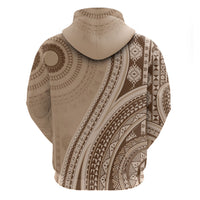 Bula Fiji Vintage Tapa Hoodie Kaivity Masi Wave Motifs - Mocha