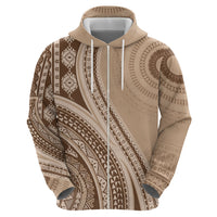 Bula Fiji Vintage Tapa Hoodie Kaivity Masi Wave Motifs - Mocha