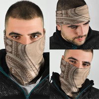 Bula Fiji Vintage Tapa Neck Gaiter Kaivity Masi Wave Motifs - Mocha
