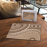 Bula Fiji Vintage Tapa Puzzle Kaivity Masi Wave Motifs - Mocha