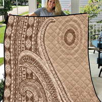 Bula Fiji Vintage Tapa Quilt Kaivity Masi Wave Motifs - Mocha