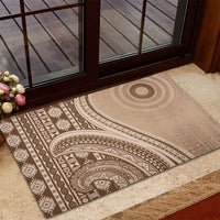 Bula Fiji Vintage Tapa Rubber Doormat Kaivity Masi Wave Motifs - Mocha