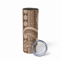 Bula Fiji Vintage Tapa Skinny Tumbler Kaivity Masi Wave Motifs - Mocha