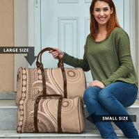 Bula Fiji Vintage Tapa Travel Bag Kaivity Masi Wave Motifs - Mocha