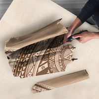 Bula Fiji Vintage Tapa Umbrella Kaivity Masi Wave Motifs - Mocha