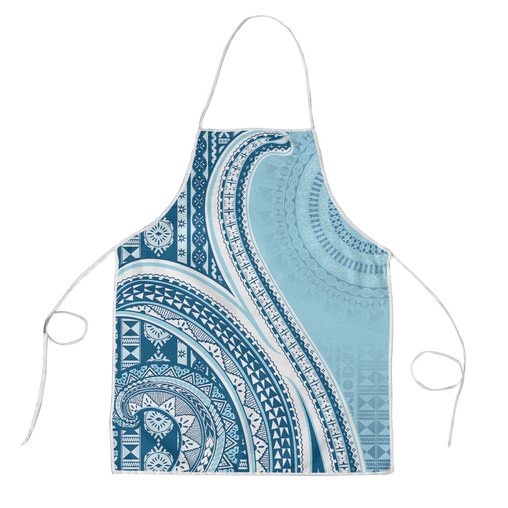 Bula Fiji Vintage Tapa Apron Kaivity Masi Wave Motifs - Turquoise