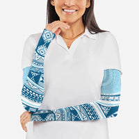 Bula Fiji Vintage Tapa Arm Sleeves Kaivity Masi Wave Motifs - Turquoise
