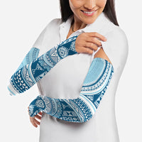 Bula Fiji Vintage Tapa Arm Sleeves Kaivity Masi Wave Motifs - Turquoise
