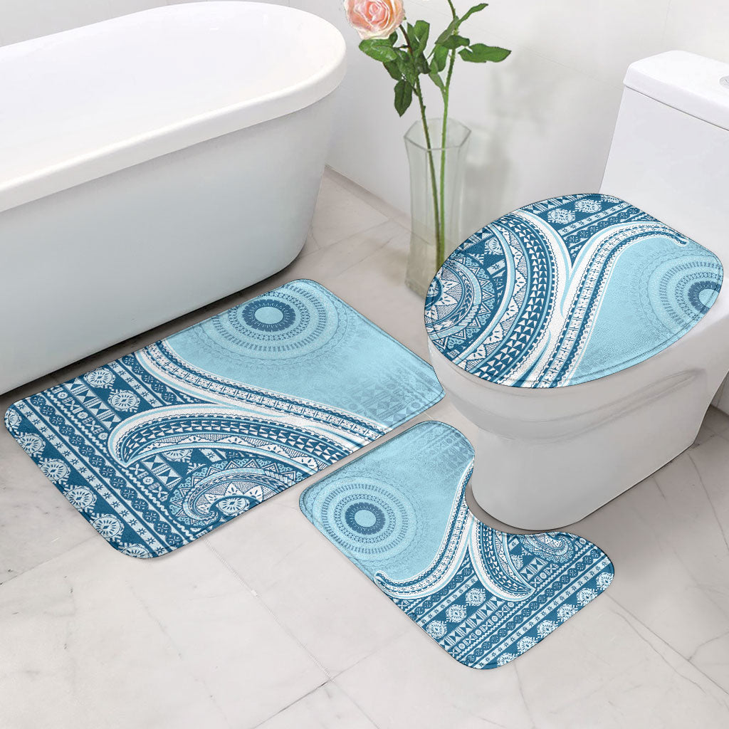 Bula Fiji Vintage Tapa Bathroom Set Kaivity Masi Wave Motifs - Turquoise