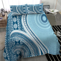 Bula Fiji Vintage Tapa Bedding Set Kaivity Masi Wave Motifs - Turquoise