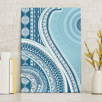 Bula Fiji Vintage Tapa Canvas Wall Art Kaivity Masi Wave Motifs - Turquoise