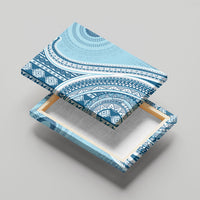 Bula Fiji Vintage Tapa Canvas Wall Art Kaivity Masi Wave Motifs - Turquoise