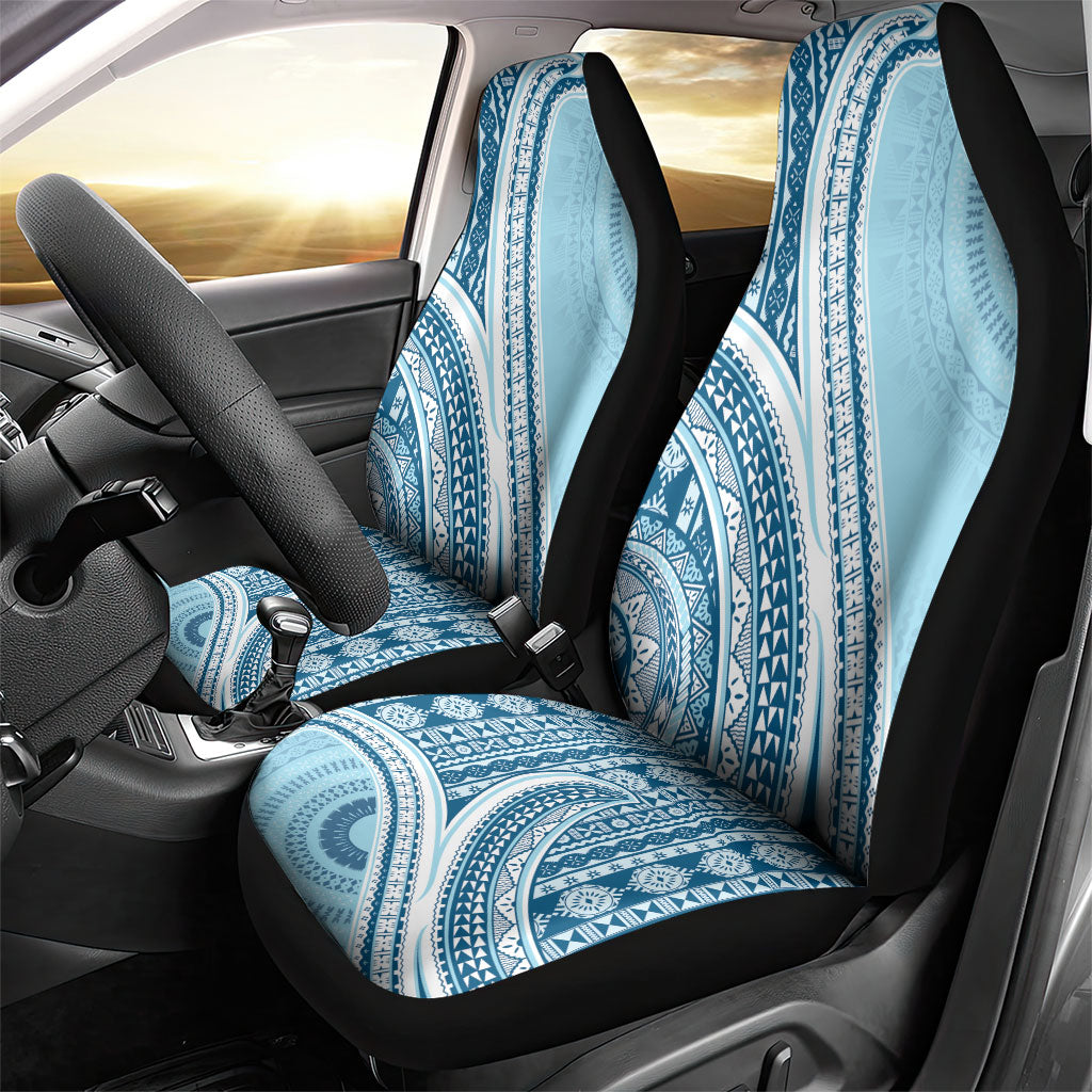 Bula Fiji Vintage Tapa Car Seat Cover Kaivity Masi Wave Motifs - Turquoise