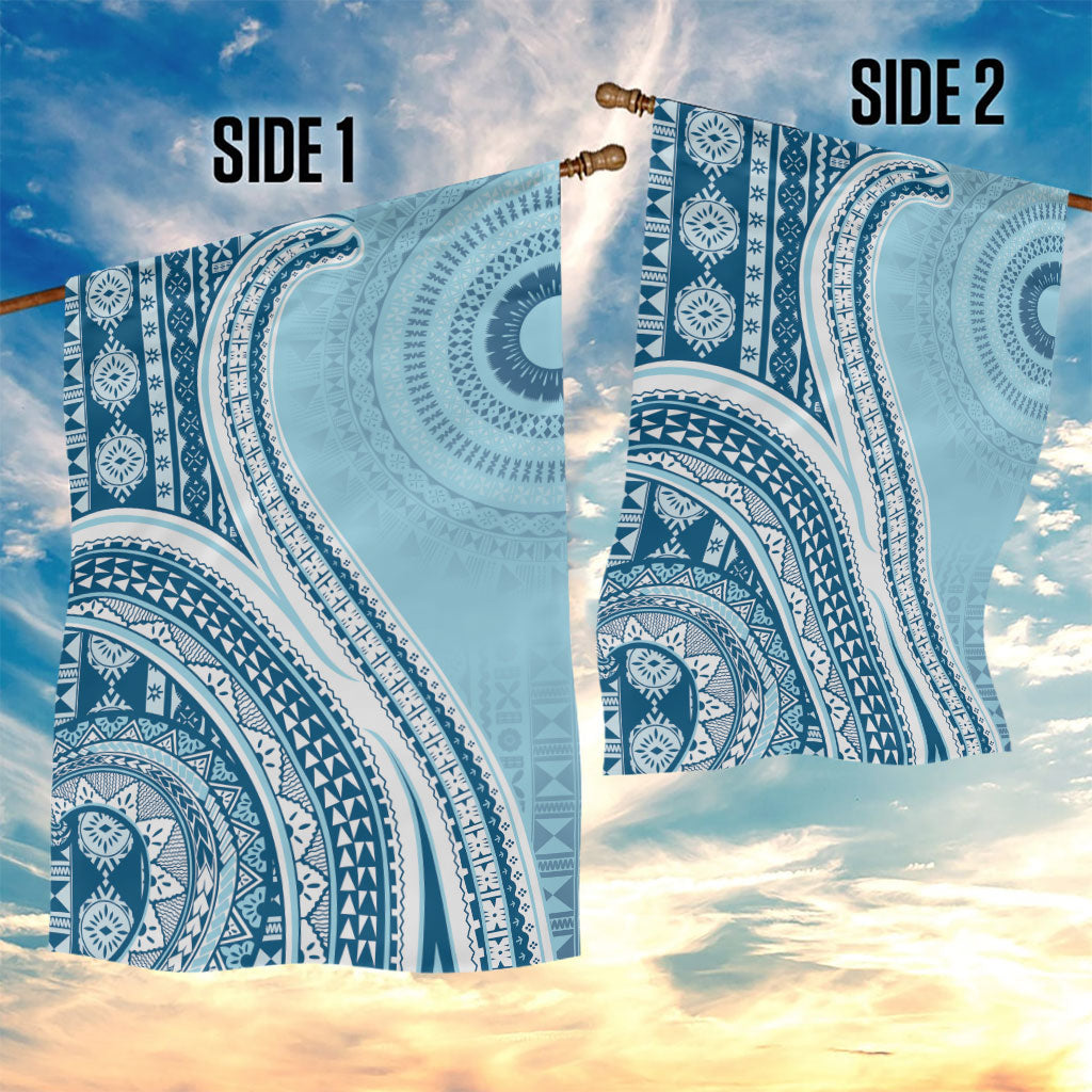 Bula Fiji Vintage Tapa Garden Flag Kaivity Masi Wave Motifs - Turquoise