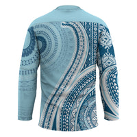 Bula Fiji Vintage Tapa Hockey Jersey Kaivity Masi Wave Motifs - Turquoise