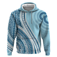 Bula Fiji Vintage Tapa Hoodie Kaivity Masi Wave Motifs - Turquoise