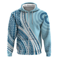 Bula Fiji Vintage Tapa Hoodie Kaivity Masi Wave Motifs - Turquoise
