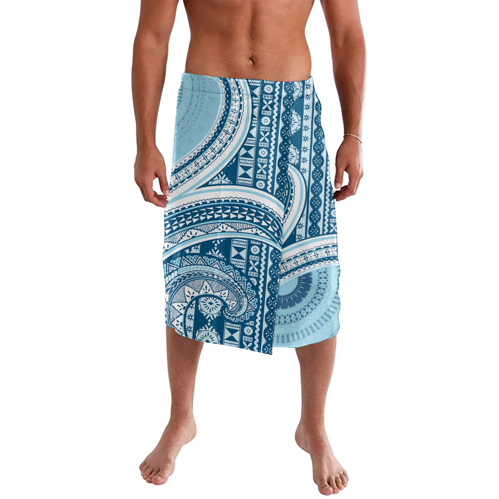 Bula Fiji Vintage Tapa Lavalava Kaivity Masi Wave Motifs - Turquoise
