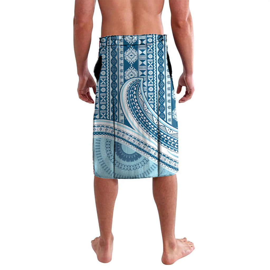 Bula Fiji Vintage Tapa Lavalava Kaivity Masi Wave Motifs - Turquoise