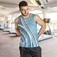 Bula Fiji Vintage Tapa Men Tank Top Kaivity Masi Wave Motifs - Turquoise