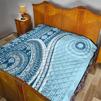 Bula Fiji Vintage Tapa Quilt Kaivity Masi Wave Motifs - Turquoise