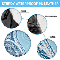 Bula Fiji Vintage Tapa Spare Tire Cover Kaivity Masi Wave Motifs - Turquoise