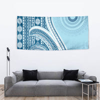 Bula Fiji Vintage Tapa Tapestry Kaivity Masi Wave Motifs - Turquoise