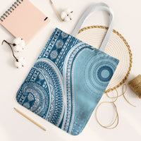 Bula Fiji Vintage Tapa Tote Bag Kaivity Masi Wave Motifs - Turquoise