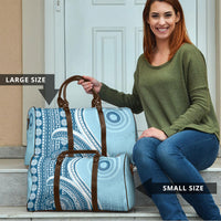 Bula Fiji Vintage Tapa Travel Bag Kaivity Masi Wave Motifs - Turquoise