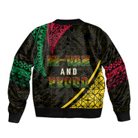 Personalised Vanuatu Bomber Jacket Melanesian Sand Drawing Mixed - Ni Van and Proud LT7 - Polynesian Pride