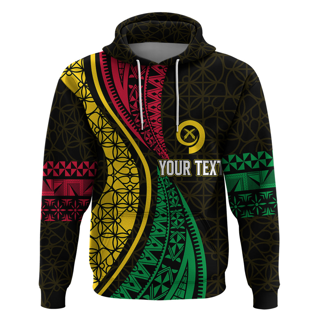 Custom Vanuatu Hoodie Melanesian Sand Drawing Mixed Ni Van and Proud LT7 Pullover Hoodie Black - Polynesian Pride