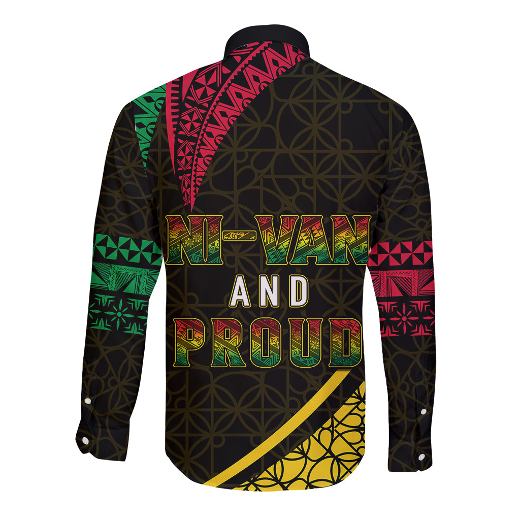 Personalised Vanuatu Long Sleeve Button Shirt Melanesian Sand Drawing Mixed - Ni Van and Proud LT7 - Polynesian Pride