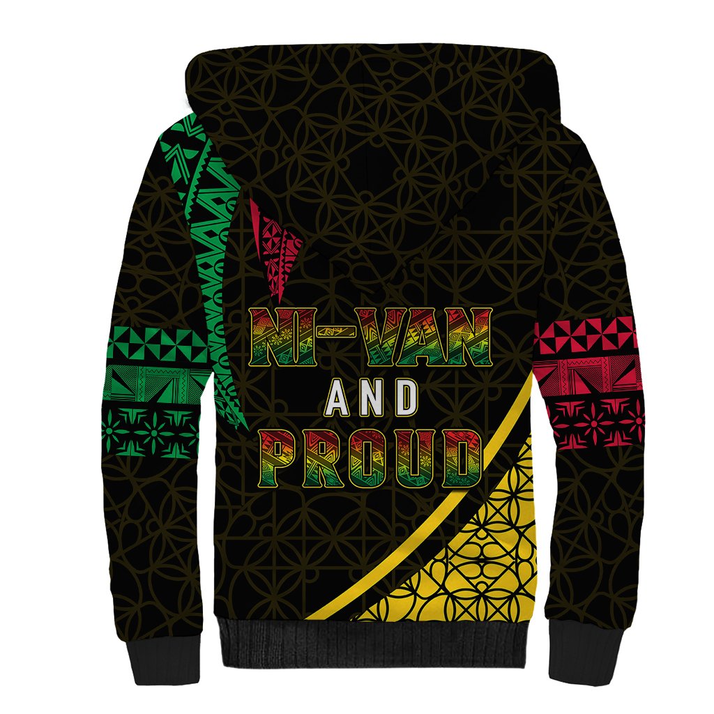 Personalised Vanuatu Sherpa Hoodie Melanesian Sand Drawing Mixed - Ni Van and Proud LT7 - Polynesian Pride