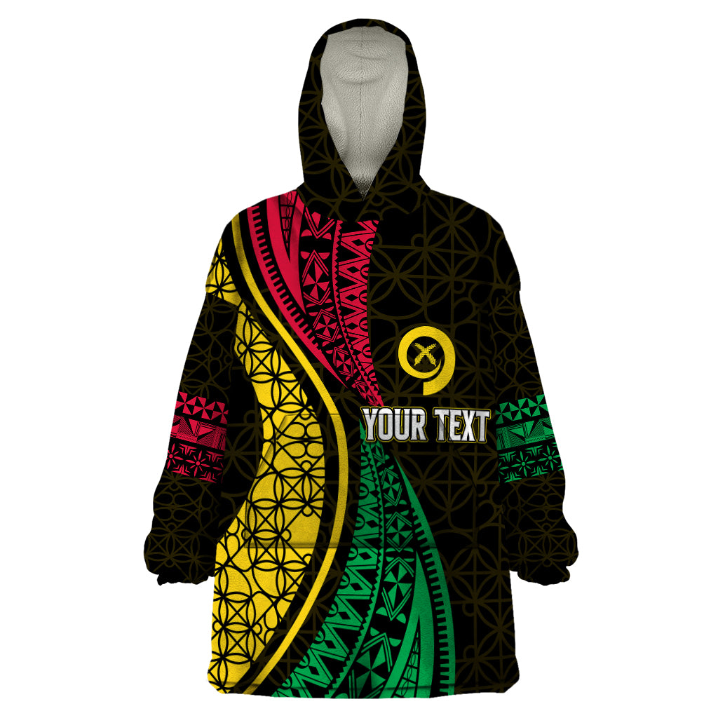 Personalised Vanuatu Wearable Blanket Hoodie Melanesian Sand Drawing Mixed - Ni Van and Proud LT7 One Size Black - Polynesian Pride