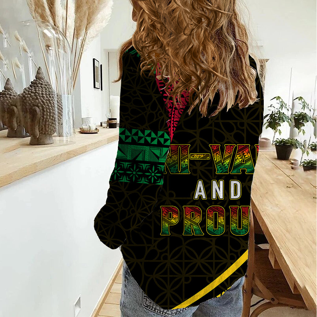 Personalised Vanuatu Women Casual Shirt Melanesian Sand Drawing Mixed - Ni Van and Proud LT7 - Polynesian Pride