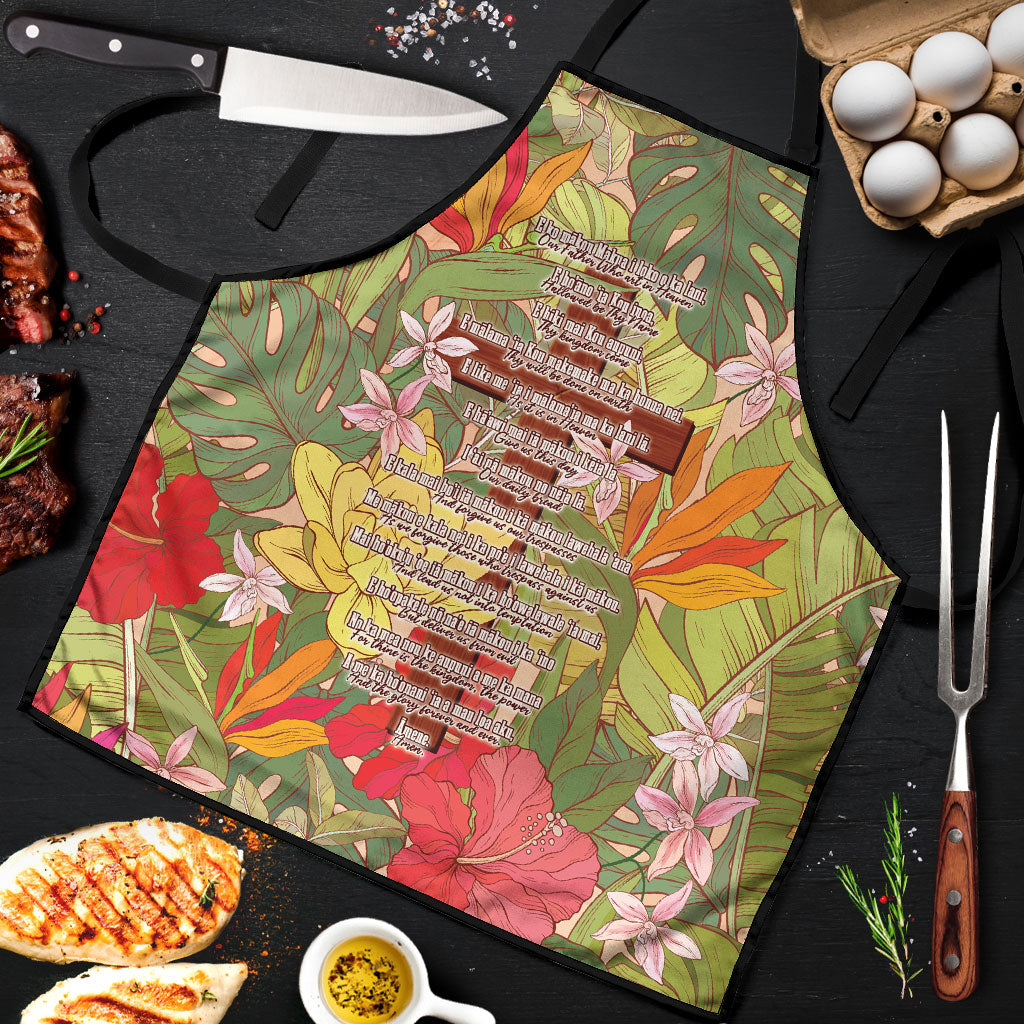 Mahalo Hawaii - Ka Pule a ka Haku Apron Tropical Flowers LT7 Coral Pink - Polynesian Pride