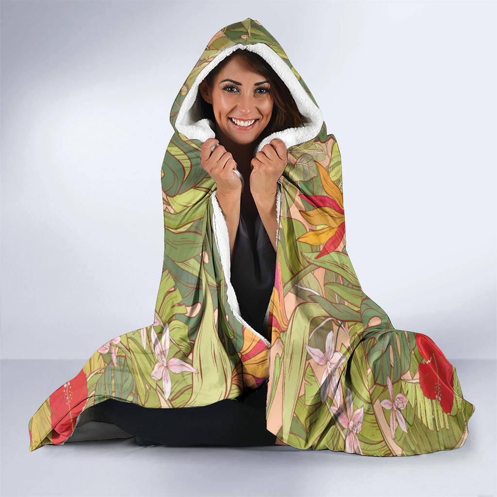 Mahalo Hawaii - Ka Pule a ka Haku Hooded Blanket Tropical Flowers LT7 - Polynesian Pride