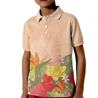 Mahalo Hawaii - Ka Pule a ka Haku Kid Polo Shirt Tropical Flowers LT7 Kid Coral Pink - Polynesian Pride