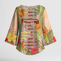 Mahalo Hawaii - Ka Pule a ka Haku Kimono Sleeve Blouse Tropical Flowers LT7 - Polynesian Pride