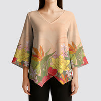 Mahalo Hawaii - Ka Pule a ka Haku Kimono Sleeve Blouse Tropical Flowers LT7 - Polynesian Pride