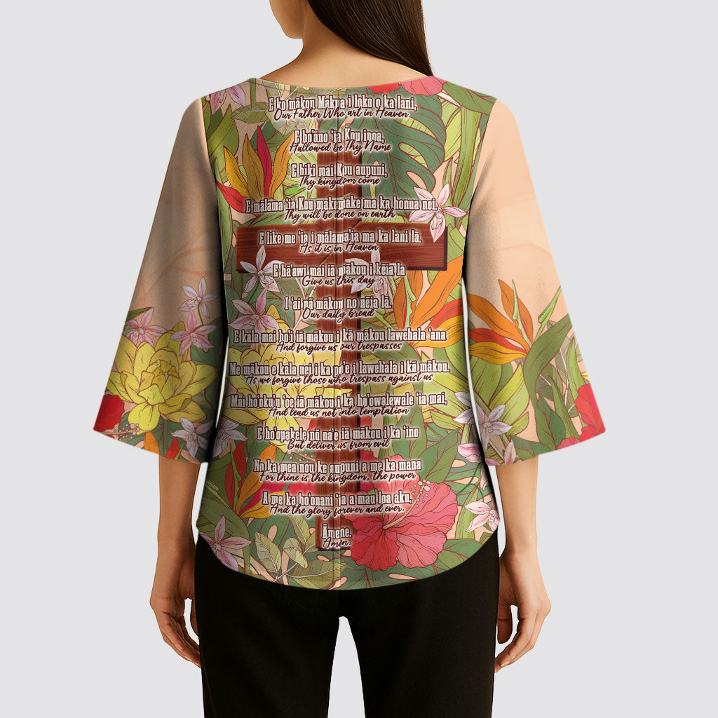 Mahalo Hawaii - Ka Pule a ka Haku Kimono Sleeve Blouse Tropical Flowers LT7 - Polynesian Pride