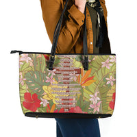 Mahalo Hawaii - Ka Pule a ka Haku Leather Tote Bag Tropical Flowers LT7 - Polynesian Pride