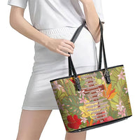 Mahalo Hawaii - Ka Pule a ka Haku Leather Tote Bag Tropical Flowers LT7 - Polynesian Pride