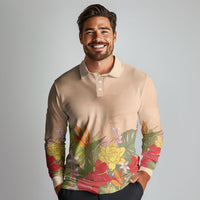 Mahalo Hawaii - Ka Pule a ka Haku Long Sleeve Polo Shirt Tropical Flowers LT7 - Polynesian Pride