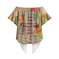 Mahalo Hawaii - Ka Pule a ka Haku Off Shoulder Wrap Waist Top Tropical Flowers LT7 - Polynesian Pride