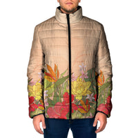 Mahalo Hawaii - Ka Pule a ka Haku Padded Jacket Tropical Flowers LT7 Men Coral Pink - Polynesian Pride