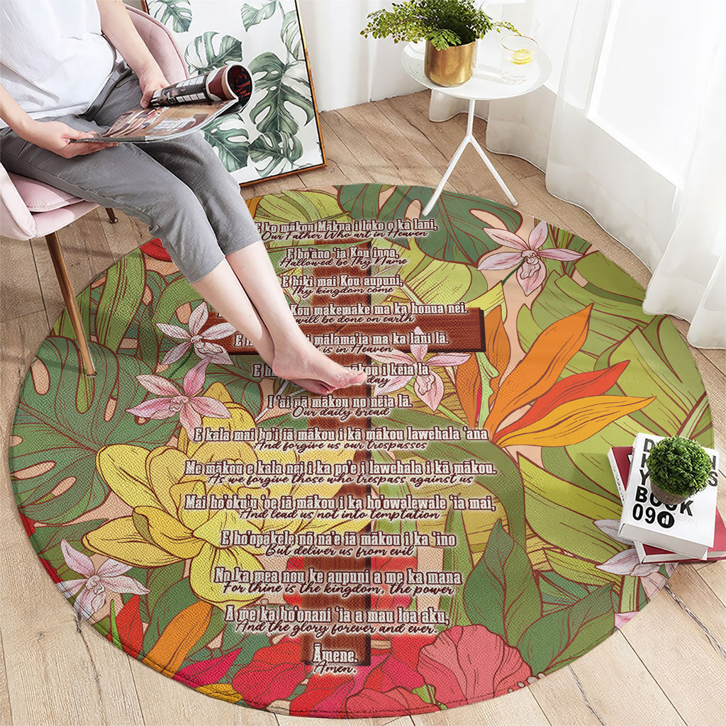 Mahalo Hawaii - Ka Pule a ka Haku Round Carpet Tropical Flowers LT7 - Polynesian Pride