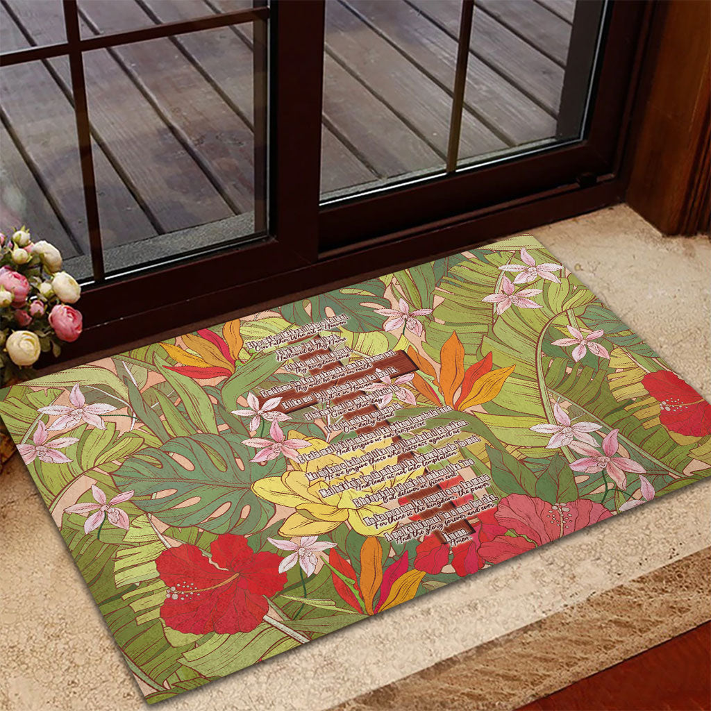 Mahalo Hawaii - Ka Pule a ka Haku Rubber Doormat Tropical Flowers LT7 - Polynesian Pride