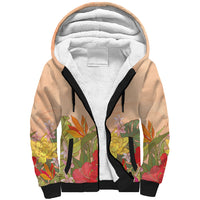Mahalo Hawaii - Ka Pule a ka Haku Sherpa Hoodie Tropical Flowers LT7 Unisex Coral Pink - Polynesian Pride
