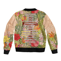 Mahalo Hawaii - Ka Pule a ka Haku Sleeve Zip Bomber Jacket Tropical Flowers LT7 - Polynesian Pride